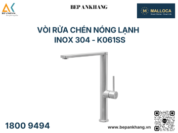  Vòi rửa chén Malloca nóng lạnh dây rút Inox 304 - K061SS